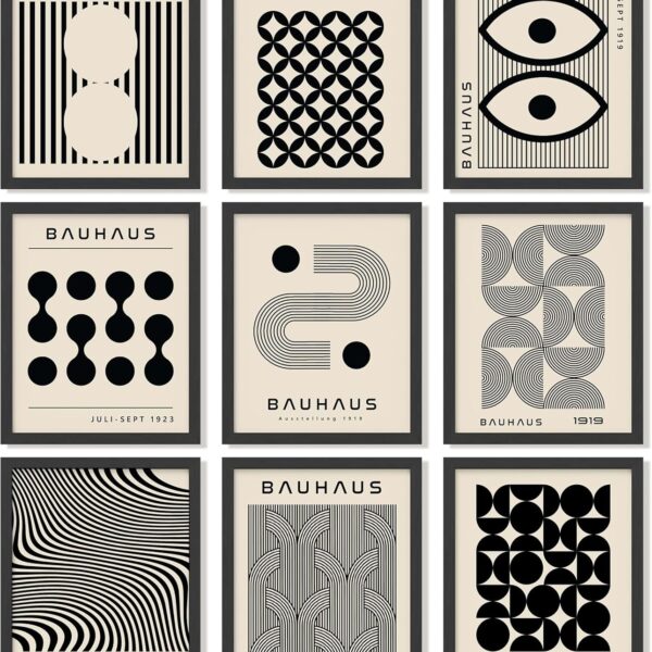 97 Decor Modern Bauhaus Poster - Mid Century Modern Wall Decor, Midcentury Geometric Wall Art, Bauhaus Abstract Wall Prints, Mid Century Artwork Minimalist Pictures For Bedroom (8x10 UNFRAMED)