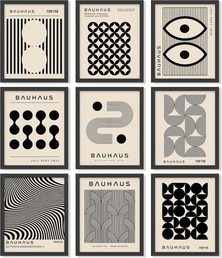 97 Decor Modern Bauhaus Poster - Mid Century Modern Wall Decor, Midcentury Geometric Wall Art, Bauhaus Abstract Wall Prints, Mid Century Artwork Minimalist Pictures For Bedroom (8x10 UNFRAMED)