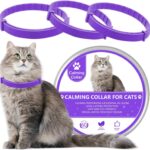 Wustentre 3 Pack Adjustable Anxiety Collar - Cat Calming Pheromones for Cats & Kittens, Stress Reliever - Relaxing Comfortable Collar (Violet)