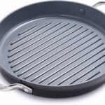 GreenPan Valencia Pro Hard Anodized Healthy Ceramic Nonstick 11" Grill Pan, PFAS-Free, Induction, Dishwasher Safe, Oven Safe, Gray