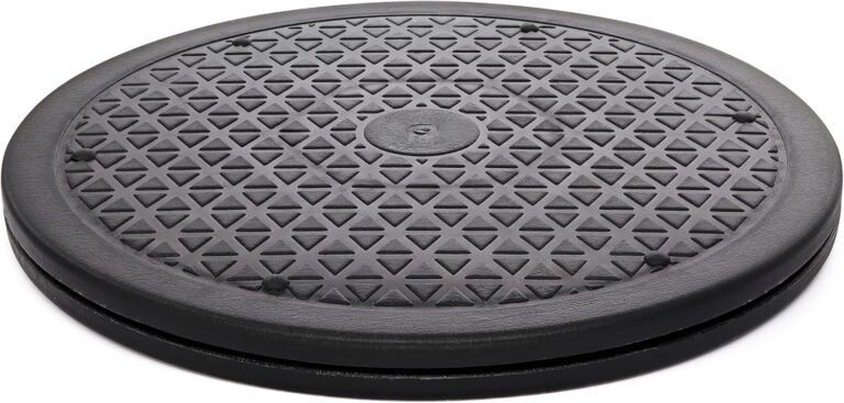 10 Inch Lazy Susan Turntable Organizer, Non Skid Large Lazy Susan Turntable for Cabinet, Computer or Laptop, Plastic Turn Table, Black, 1 PC - by RamPro
