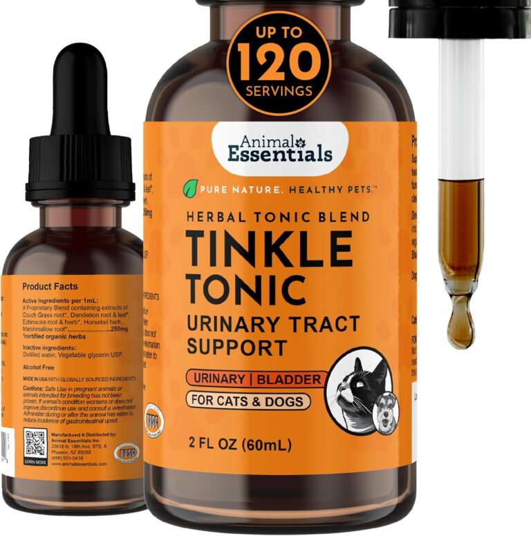 Animal Essentials Tinkle Tonic - Dog & Cat Urinary Tract Support, Kidney Supplement, Supports Urinary Tract, Bladder Health for Pets, with Marshmallow - 2 fl oz