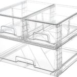 Vtopmart 3 Pack Stackable Storage Drawers, Easily Assemble Acrylic Bathroom Undersink Organizers,Clear Plastic Storage Bins for Closet,Cabinet,Pantry,Medicine Organization