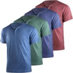 Liloak 4Pack Mens Henley T-Shirts,Multipack Henley Short Sleeve Shirts,3 Button Tee Shirts Multi Color,Classic Casual T Pack