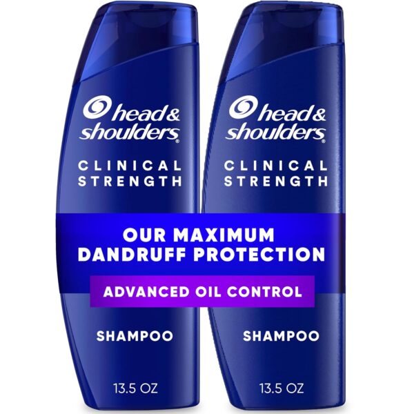Head & Shoulders Anti-Dandruff Shampoo with 1% Selenium Sulfide, Clinical Strength Advanced Oil Control Twin Pack, Seborrheic Dermatitis Relief, Oily Scalp, 13.5 fl oz Each