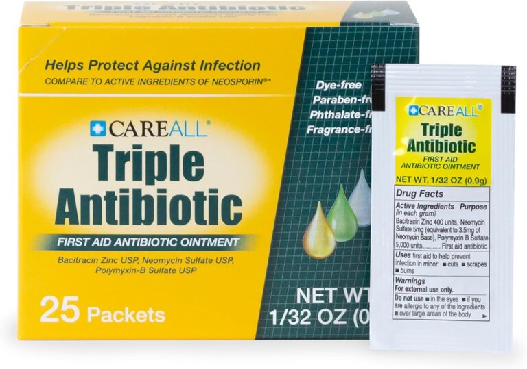 CareAll Triple Antibiotic Ointment (25 Pack), 0.9gr Foil Packet. First Aid Ointment That Prevents Infection in Minor Scrapes, Cuts, and Burns