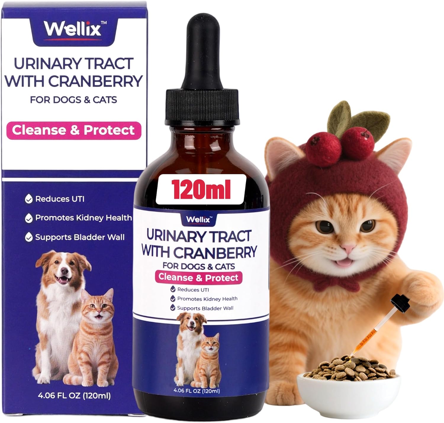 4oz Wellix Natural Cat & Dog UTI Treatment Drops,Cat & Dog Urinary Tract Infection Treatment - Cranberry & D-Mannose for Dogs & Cats - Kidney Health Supplement 4oz Wellix Natural Cat & Dog UTI Treatment Drops,Cat & Dog Urinary Tract Infection Treatment - Cranberry & D-Mannose for Dogs & Cats - Kidney Health Supplement