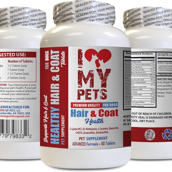 I LOVE MY PETS LLC Dog Immune Booster - Dog Healthy Hair and Coat - Premium Formula - Chews - Dogs Vitamins for Hair - 60 Treats (1 Bottle)