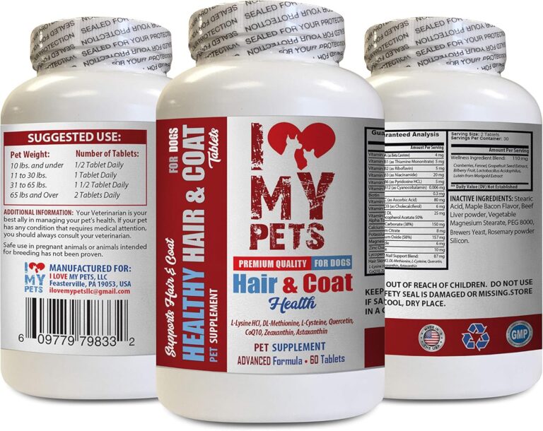 I LOVE MY PETS LLC Dog Immune Booster - Dog Healthy Hair and Coat - Premium Formula - Chews - Dogs Vitamins for Hair - 60 Treats (1 Bottle)