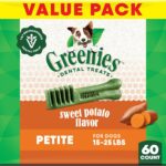Greenies Veterinarian-Recommended Adult Natural Dental Dog Treats Petite Size, Sweet Potato Flavor, 36 oz. Pack, 60 Count