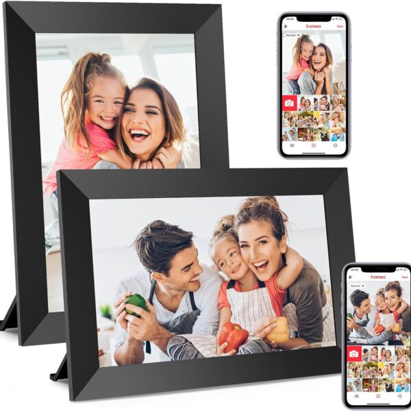 BIGASUO Digital Picture Frame, 10.1" Frameo Digital Frame WiFi with 32GB Memory, 1280x800 IPS Touch Screen, Send Photos/Videos from Your Phone Anywhere, Photo Gifts for Parents and Grandparents 2 Pack