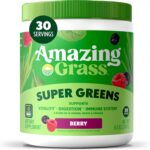 Amazing Grass Greens Superfood Powder: Greens Powder with Digestive Enzymes & Probiotics, Organic Spirulina, Chlorella, and Beet Root Powder, Berry, 30 Servings (Packaging May Vary)