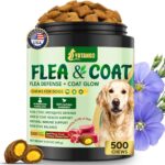 YOTANGO Dog Flea and Tick Support Crunchy & Creamy Chewables, 500 Chews Natural Flea and Tick Support for Dogs Chewable, Skin and Coat Support, Flea Chews for Dogs and Puppies (Beef Flavor)