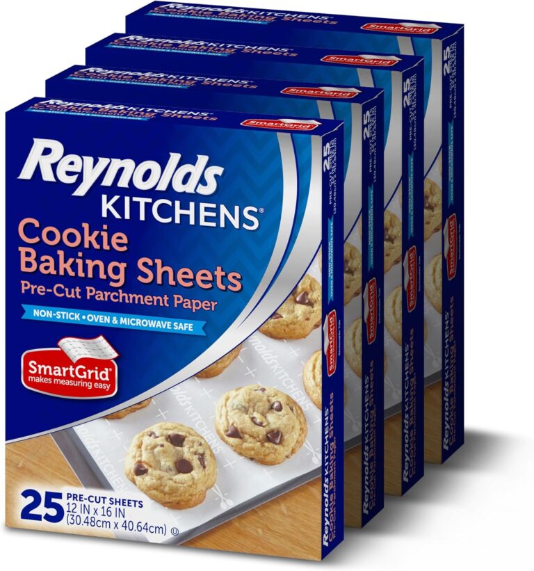 Reynolds Kitchens Cookie Baking Sheets, Pre-Cut Parchment Paper, 25 Count per Pack (Pack of 4), 100 Sheets Total