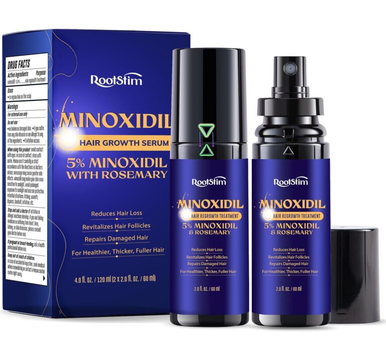 5% Minoxidil Hair Growth for Men and Women: 2-Pack Extra Strength Minoxidil Hair Loss Treatment Serum with Rosemary for Faster Stronger Thicker Hair Growth - 60ML Each