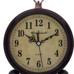 Vintage Analog Alarm Clock, 5.25 inch Small Silent Desk Clock with Night Light, Battery Operated for Table, Bedroom, Bedside, Living Room, Room Decor (Classic)