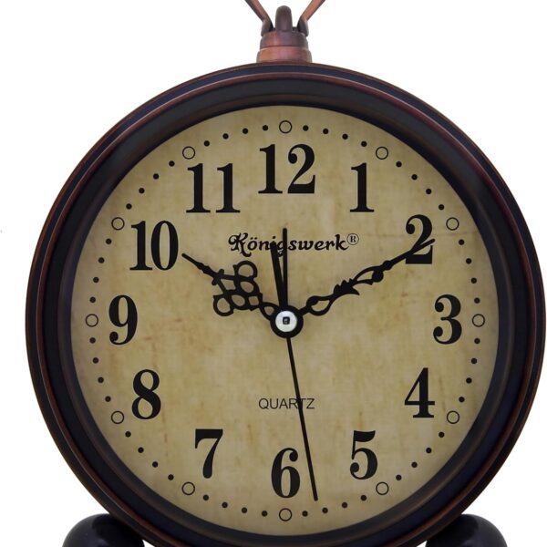 Vintage Analog Alarm Clock, 5.25 inch Small Silent Desk Clock with Night Light, Battery Operated for Table, Bedroom, Bedside, Living Room, Room Decor (Classic)
