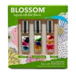 Blossom Roll on Perfume for Women Alcohol Free Rollerball Perfume Oil with Essential Oils, Infused with Real Flowers, Made in USA, 0.3oz, 3 pack Mini Gift Set, Hibiscus/Honey Jasmine/Rose