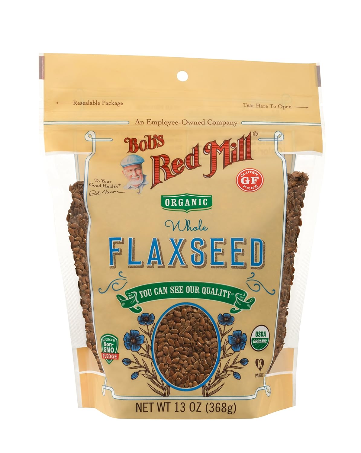 Bob's Red Mill Organic Whole Flaxseeds - 13 oz (Pack of 1), Gluten Free, Raw, Non GMO, Sproutable, Keto Friendly, Paleo Bob's Red Mill Organic Whole Flaxseeds - 13 oz (Pack of 1), Gluten Free, Raw, Non GMO, Sproutable, Keto Friendly, Paleo