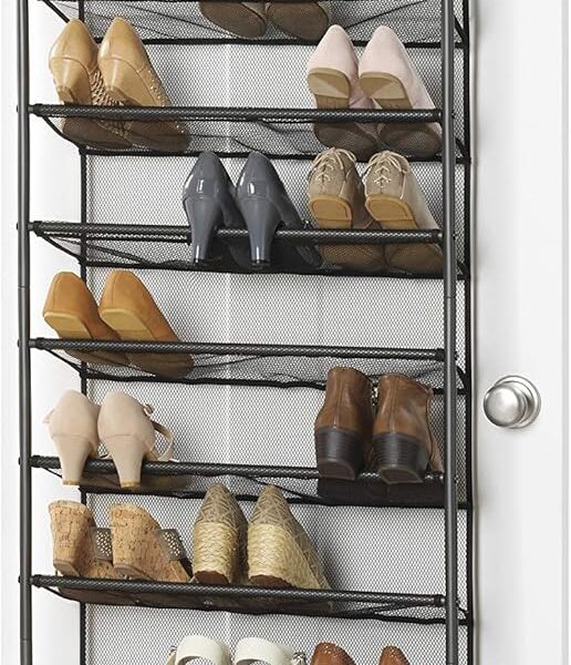 Whitmor 36 Pair Over-The-Door Rack-Gunmetal Gray Shoe Organizer
