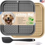 Dog Lick Mat - 2 Pack Slow Feeder for Dogs & Cats to Keep Them Busy Ideal for Grooming & Bathing - Anxiety Relief & Calming