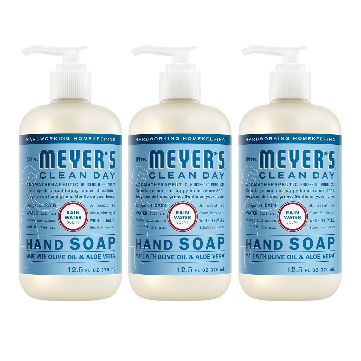 MRS. MEYER'S CLEAN DAY Hand Soap, Rain Water Scent, 12.5 Fl Oz Bottle - 3 Pack MRS. MEYER'S CLEAN DAY Hand Soap, Rain Water Scent, 12.5 Fl Oz Bottle - 3 Pack