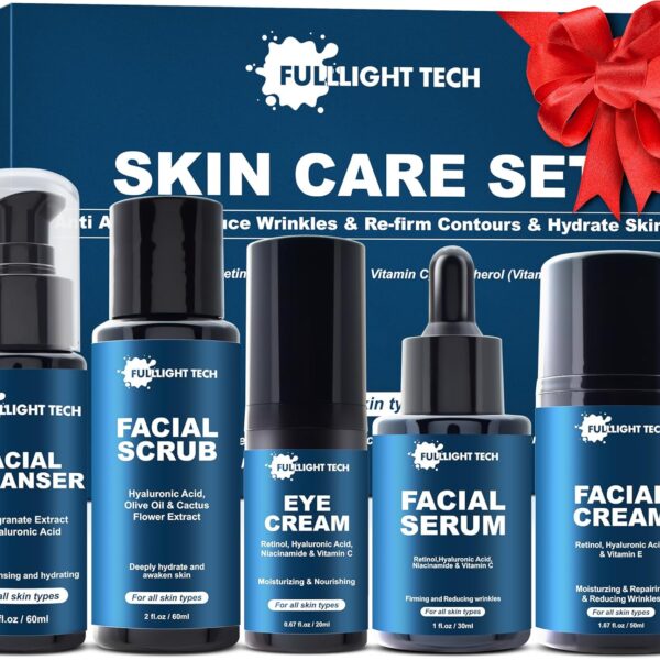 Skin Care for Men Gifts Set,Anti-aging Skin Care Kit for Tigten,Firm & Hydrate Skin,Retinol,Hyaluronic Acid Mens Self Care Facial Kit,Men Birthday Valentines Gifts for Him Boyfriend Dad Husband
