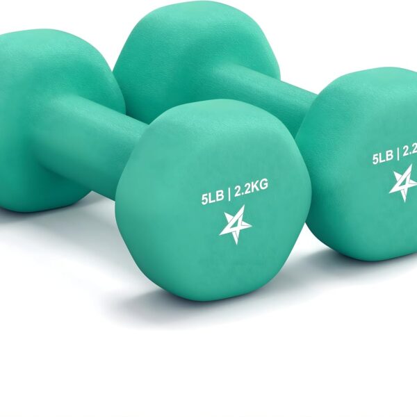 Yes4All Neoprene Coated Dumbbell Hand Weight Sets of 2 - Multiple Weight Options with 15 Colors, Anti-roll, Anti-Slip, Hexagon Shape