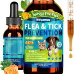 4-IN-1 Flea and Tick Prevention Drops for Dogs and Cats, Natural Cat & Dog Flea and Tick Treatment, Supports Flea Defense, Gut Health, Skin & Coat Nourishment, and Immune Support, Bacon Flavor