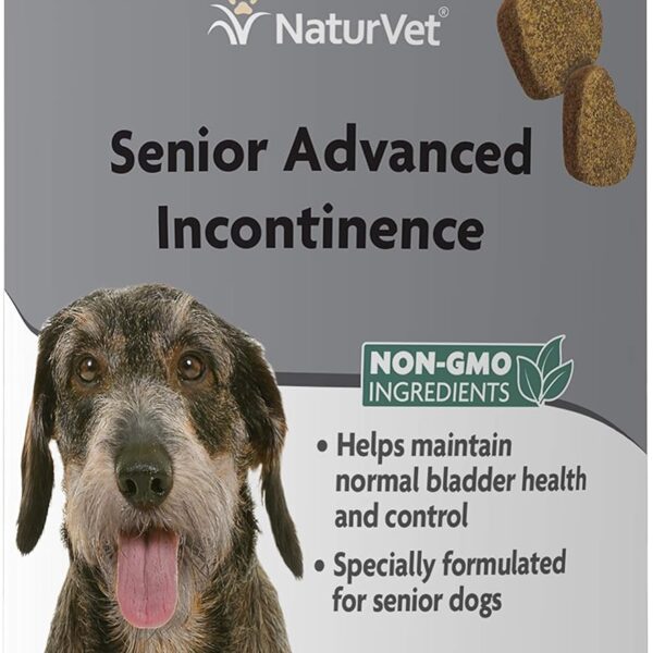 NaturVet Senior Advanced Incontinence Dog Supplement  Helps Support Dogs Bladder Control, Normal Urination  Includes Synergistic Blend of Botanicals  120 Ct. Soft Chews