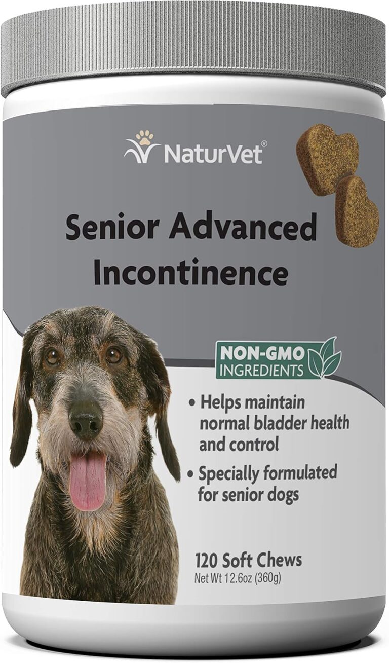 NaturVet Senior Advanced Incontinence Dog Supplement  Helps Support Dogs Bladder Control, Normal Urination  Includes Synergistic Blend of Botanicals  120 Ct. Soft Chews