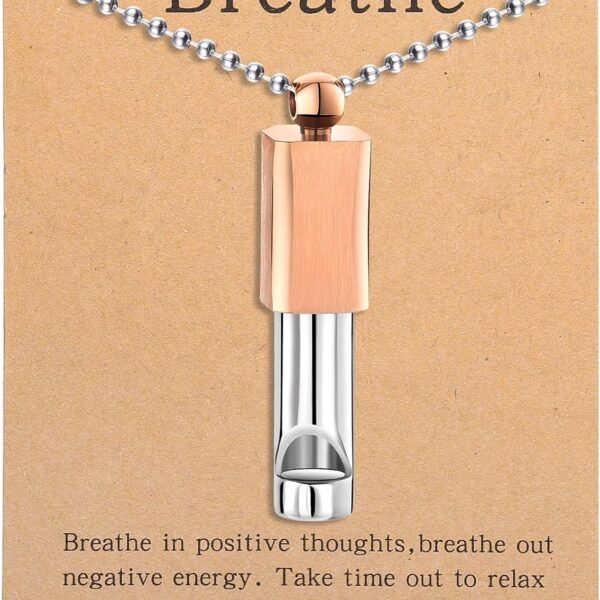 Anxiety Whistle Frequency Healing Devices Mindfulness Breathing Necklace Meditation Stress Relief Tuning Tool Outdoor Emergency Life Saving Tools Jewelry Gift for Women Men