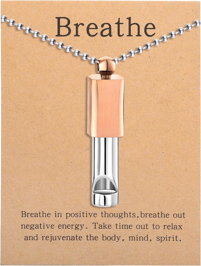 Anxiety Whistle Frequency Healing Devices Mindfulness Breathing Necklace Meditation Stress Relief Tuning Tool Outdoor Emergency Life Saving Tools Jewelry Gift for Women Men