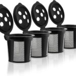 4 Reusable K Cups for Keurig K Supreme, K Supreme Plus, K Slim with Multistream Technology, K-Duo Hot & Iced Single Serve (Gen 2) - 4 Black Refillable Kcups Coffee Filters for Keurig Coffee Makers