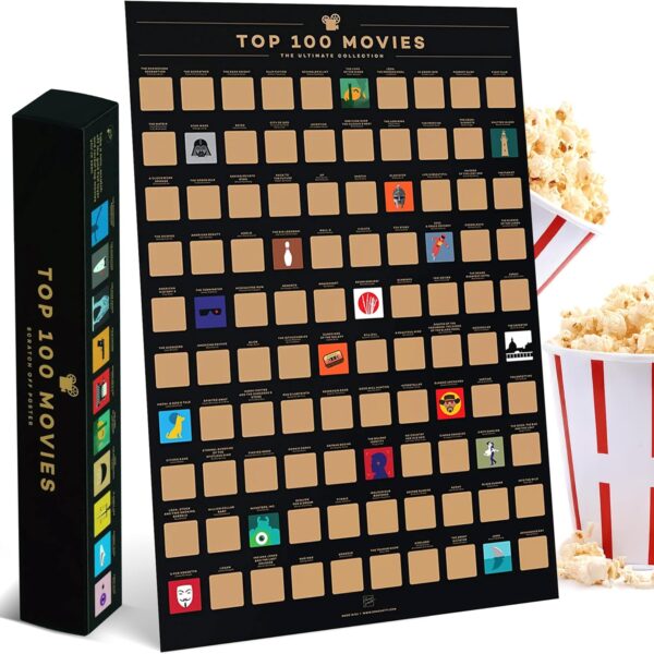 Enno Vatti Top 100 Movies Scratch Off Poster - Bucket List of Best Films - 100 Movie Scratch Off Poster (16.5" x 23.4") - Including Top 100 Movies Posters - Gift for Movie Lovers
