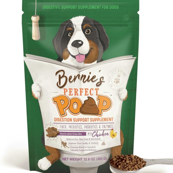 Perfect Poop Digestion & General Health Supplement for Dogs: Fiber, Prebiotics, Probiotics & Enzymes Relieve Digestive Conditions, Optimize Stool, and Improve Health (Chicken, 12.8 oz)
