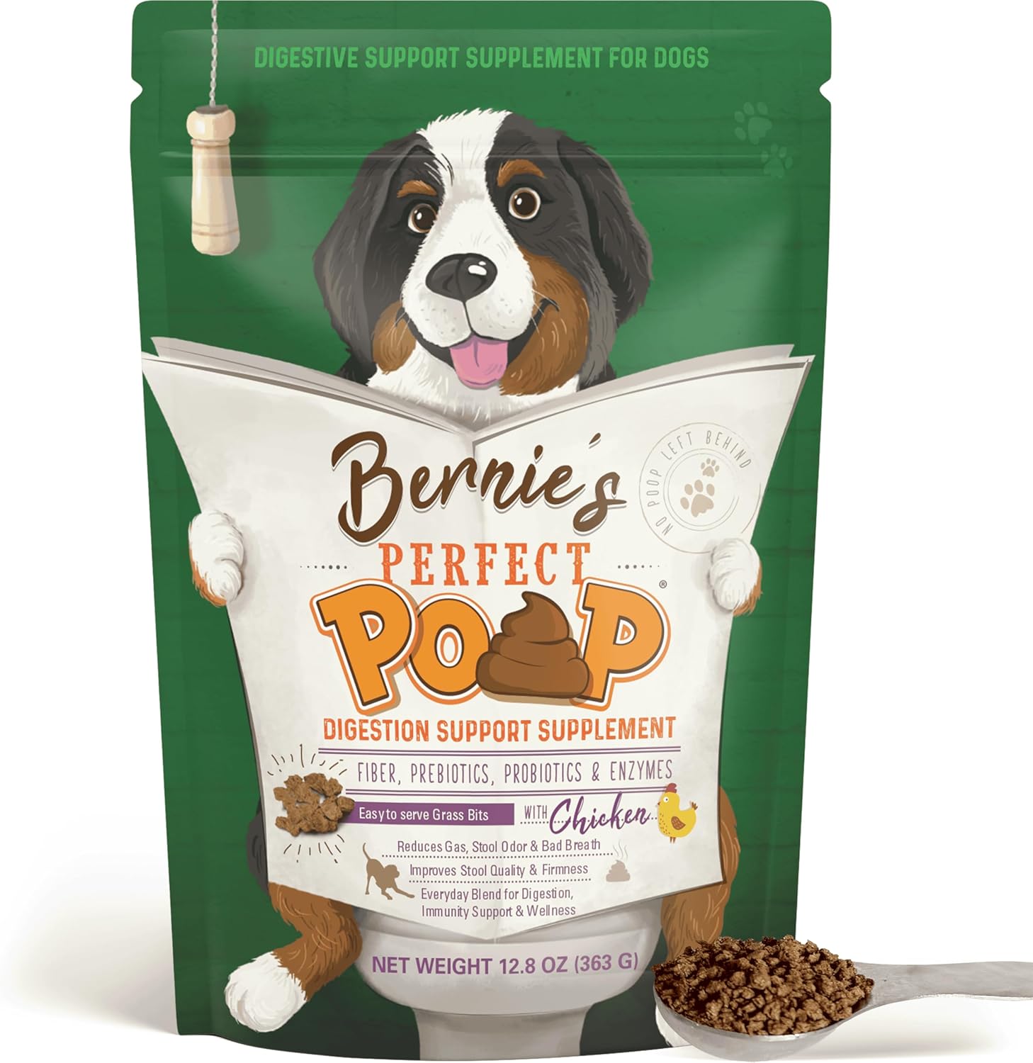 Perfect Poop Digestion & General Health Supplement for Dogs: Fiber, Prebiotics, Probiotics & Enzymes Relieve Digestive Conditions, Optimize Stool, and Improve Health (Chicken, 12.8 oz) Perfect Poop Digestion & General Health Supplement for Dogs: Fiber, Prebiotics, Probiotics & Enzymes Relieve Digestive Conditions, Optimize Stool, and Improve Health (Chicken, 12.8 oz)
