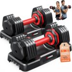 XDDIAS Adjustable Dumbbell Set of 2, 25/55/80LB Dumbbell Set-Fast Adjust Weights Set, 5/10/16 in 1 Free Weights Dumbbells Set with Anti-Slip Metal Handle, Compact Size for Men/Women Home Gym Equipment