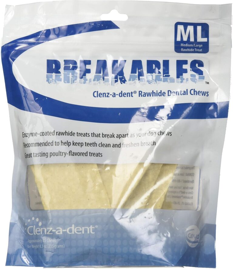 CEVA Animal Health Breakables Clenz-A-Dent Rawhide Dental Chews for Dogs, Medium/Large/11-50 lb/15 Count