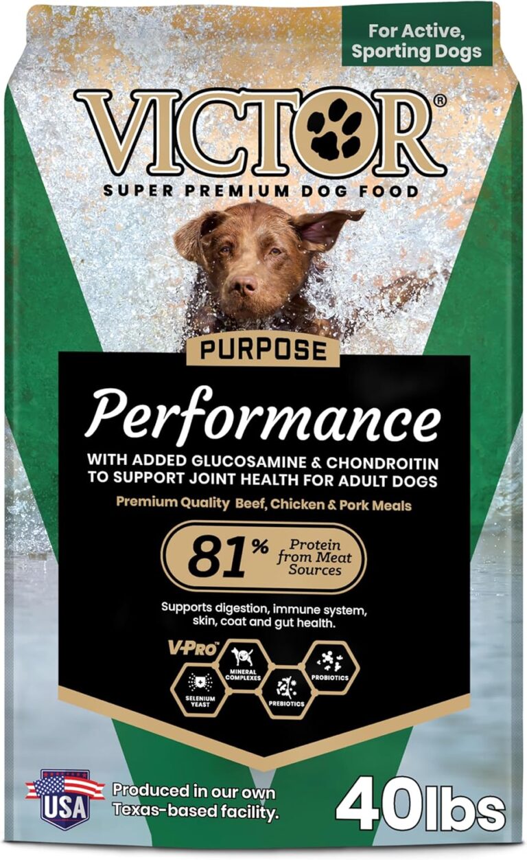 VICTOR Super Premium Dog Food  Performance Dry Dog Food from Beef, Chicken and Pork Meal  26% Protein for Active Adult Dogs  Includes Glucosamine and Chondroitin for Hip and Joint Health, 40lbs