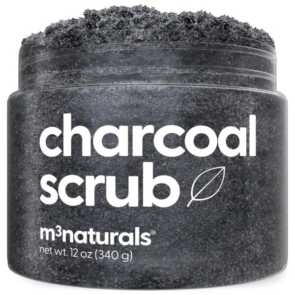 Exfoliating Charcoal Scrub with Collagen & Stem Cells  Salt Scrub for Body Toning, Cellulite, Armpit Detox, and Skin Smoothing for Face, Feet, and Body by M3