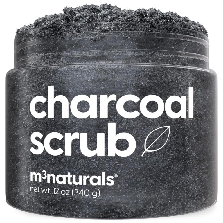 Exfoliating Charcoal Scrub with Collagen & Stem Cells  Salt Scrub for Body Toning, Cellulite, Armpit Detox, and Skin Smoothing for Face, Feet, and Body by M3