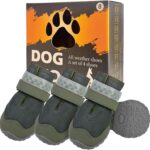 BEAUTYZOO Waterproof Dog Shoes for Winter Cold Weather, Anti Slip Dog Boots for Medium Large Senior Dogs, Breathable Dog Booties and Paw Protectors to Prevent Licking, 4PCS Doggie Hiking Boots