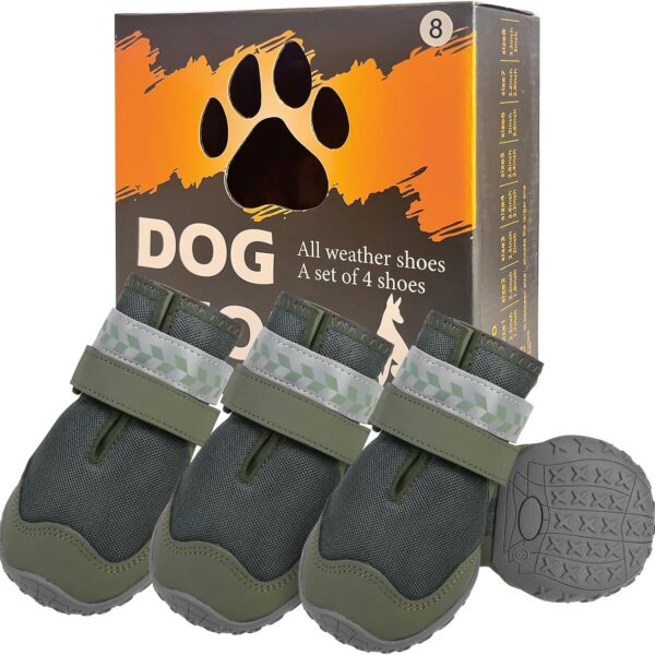 BEAUTYZOO Waterproof Dog Shoes for Winter Cold Weather, Anti Slip Dog Boots for Medium Large Senior Dogs, Breathable Dog Booties and Paw Protectors to Prevent Licking, 4PCS Doggie Hiking Boots