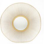 Gold Round Mirror 31 Inch with Sunburst Design - Large Circle Brass for Bathroom, Bedroom, Living Room, Hallway Decor, Hanging Big Golden Circular Mirror
