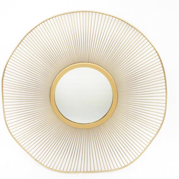 Gold Round Mirror 31 Inch with Sunburst Design - Large Circle Brass for Bathroom, Bedroom, Living Room, Hallway Decor, Hanging Big Golden Circular Mirror