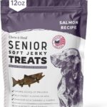 Seniors Soft Jerky Salmon Dog Treats - 12 oz of Omega Dog Joint Supplement, Wild Caught Salmon and Turmeric Jerky - Made in The USA