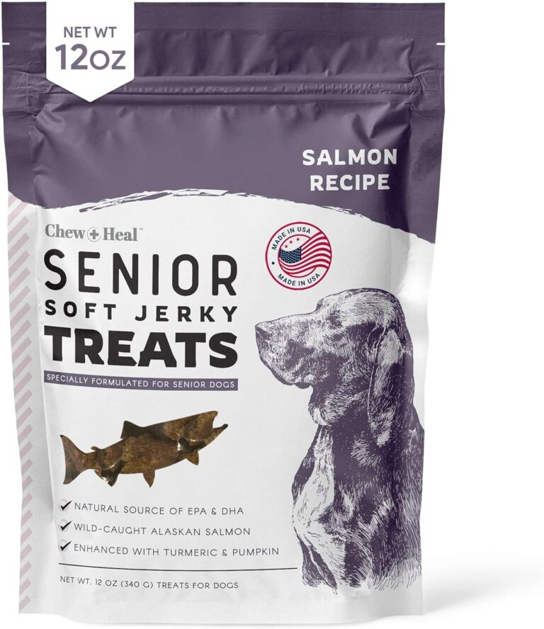 Seniors Soft Jerky Salmon Dog Treats - 12 oz of Omega Dog Joint Supplement, Wild Caught Salmon and Turmeric Jerky - Made in The USA