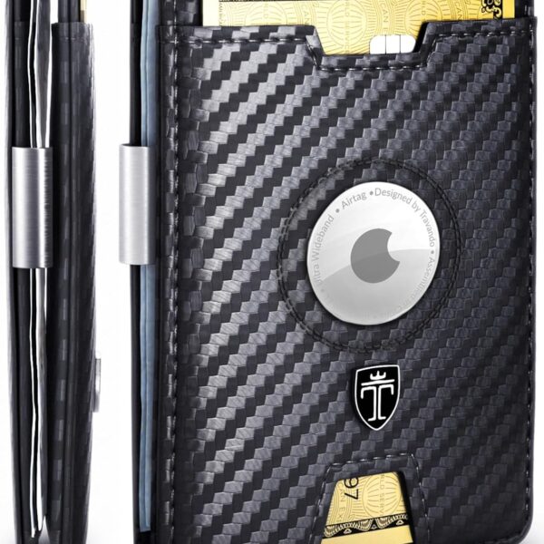 TRAVANDO AirTag* Wallet Mens Wallet with Money Clip Air Tag Wallet Card Holder RFID Blocking Bifold Gifts for Men