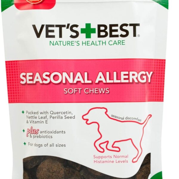 Vet's Best Seasonal Allergy Soft Chew Dog Supplements, Soothes Dogs Skin Irritation Due to Seasonal Allergies, 30 Day Supply